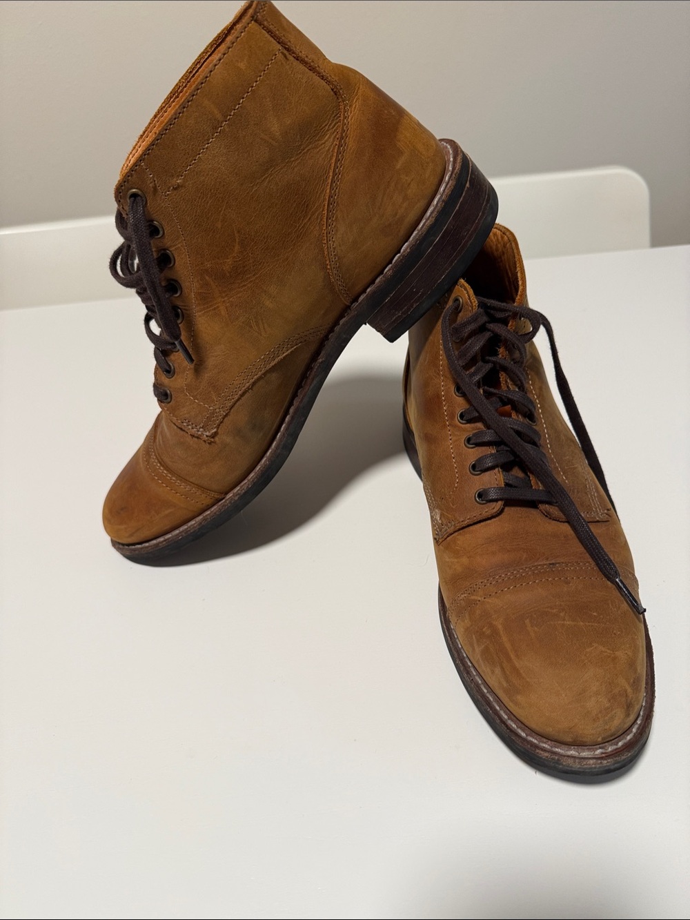 Men's Brown Leather Lace-Up Boots- Thursday Boot Company Vanguard Burnt Copper